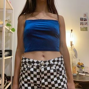 Dead stock blue velvet crop top cami